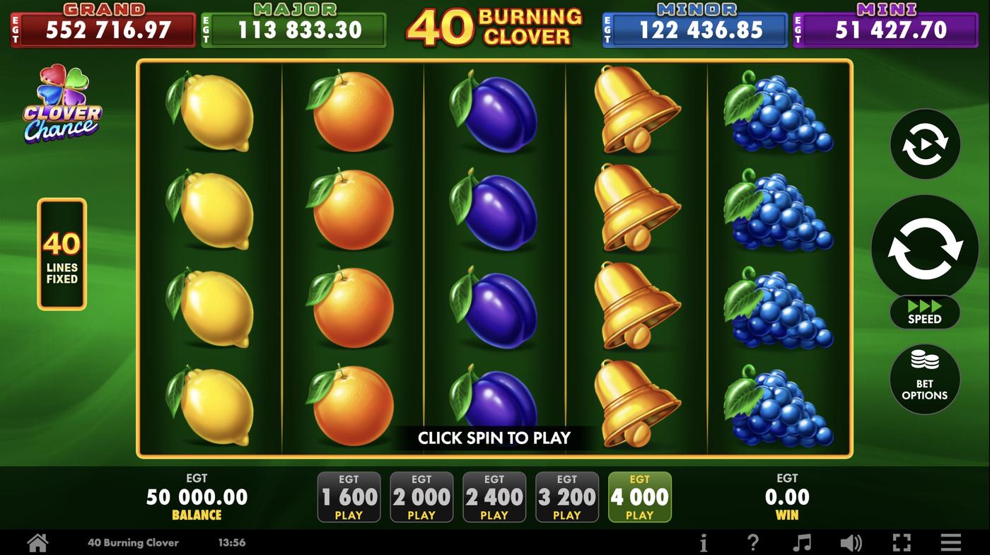 40 Burning Clover: image of main menu