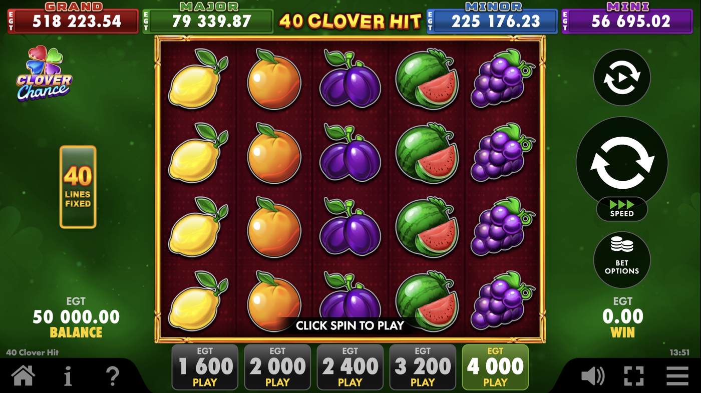 40 Clover Hit: image of main menu