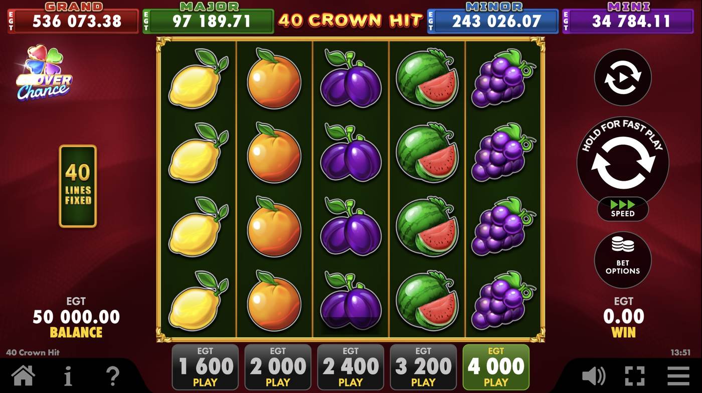 40 Crown Hit: image of main menu