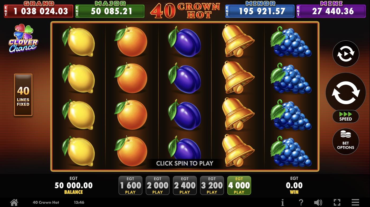40 Crown Hot: image of main menu