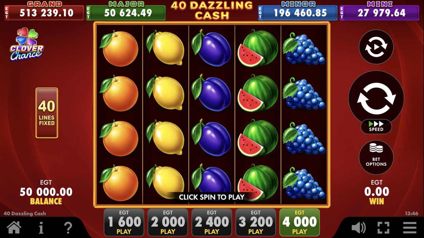 40 Dazzling Cash: image of main menu