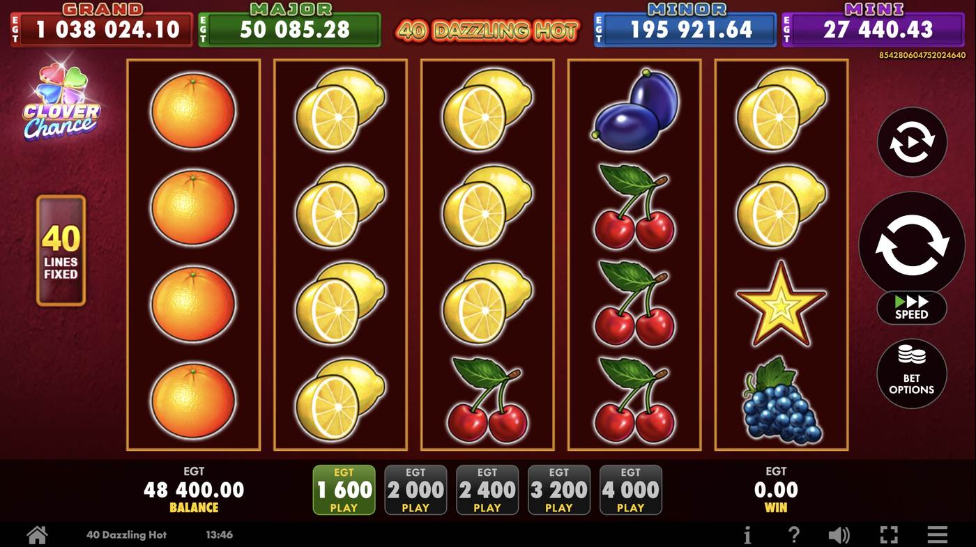 40 Dazzling Hot: image of main menu