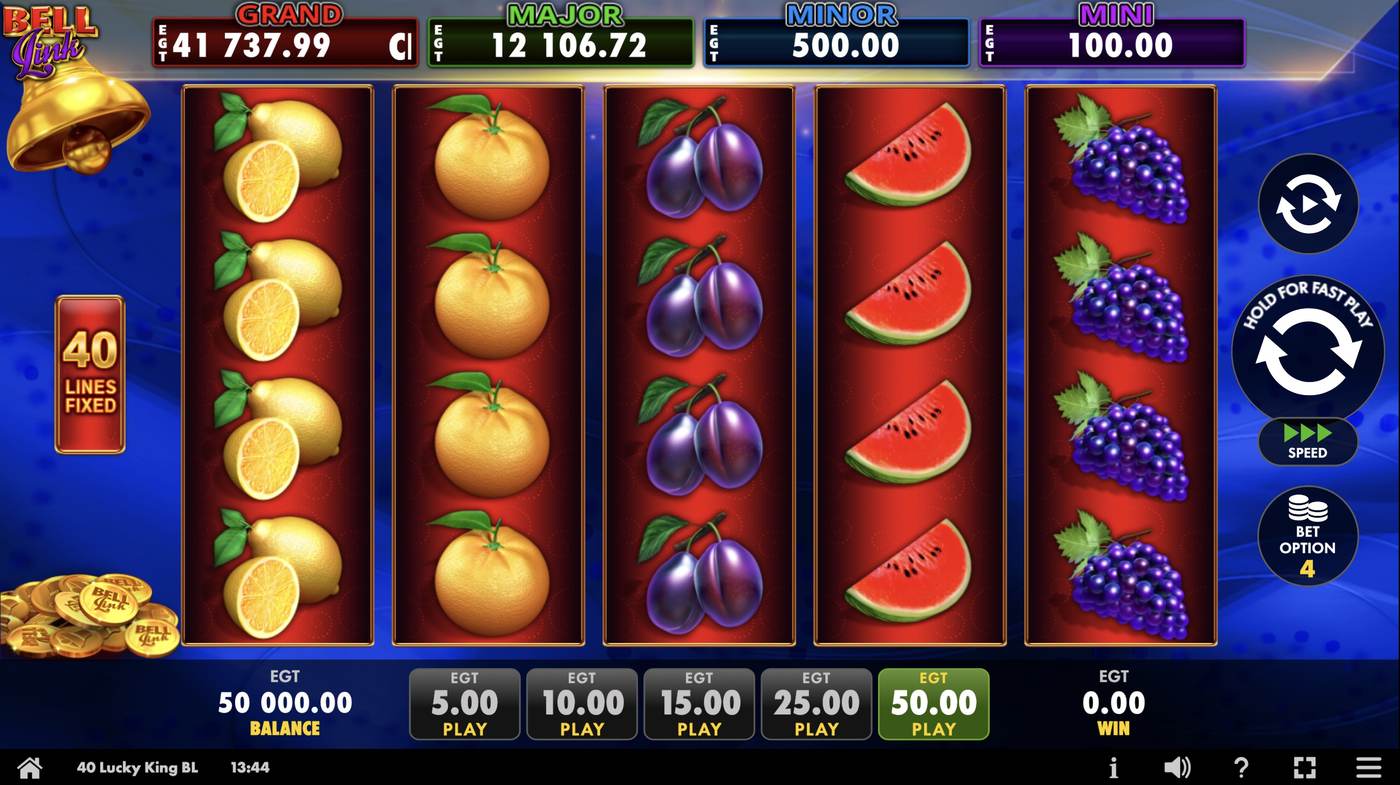 40 Lucky King Bell Link: image of main menu