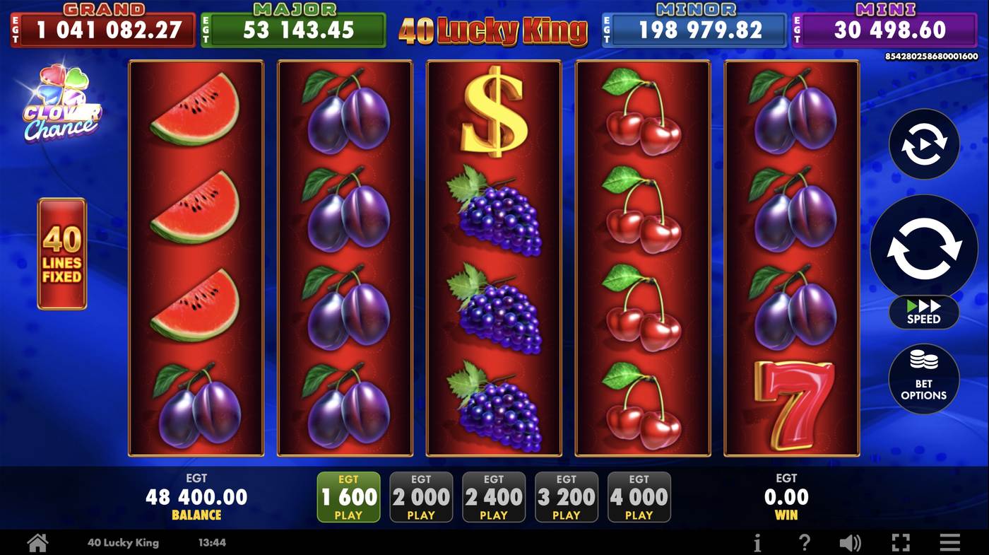 40 Lucky king: image of main menu