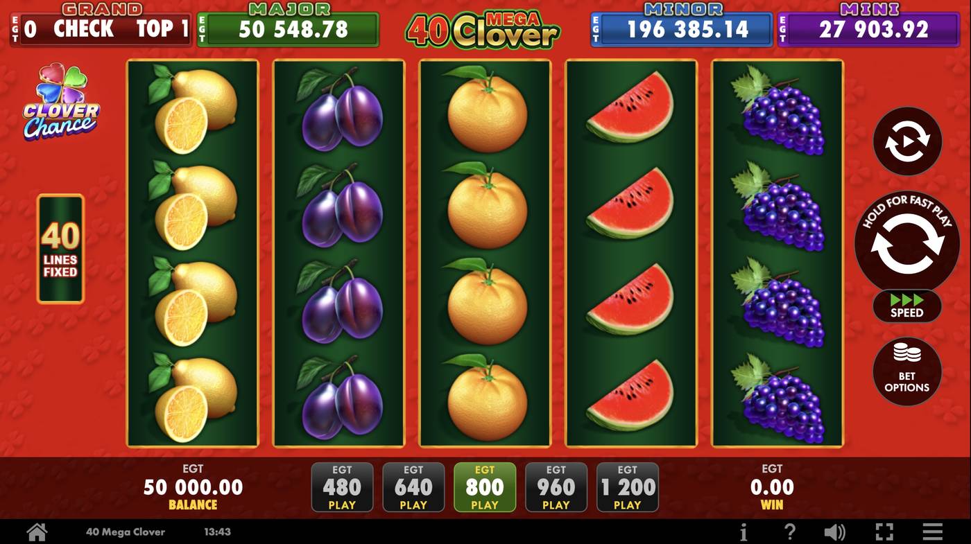 40 Mega Clover: image of main menu