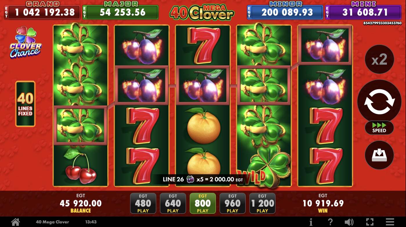 40 Mega Clover: image of winning