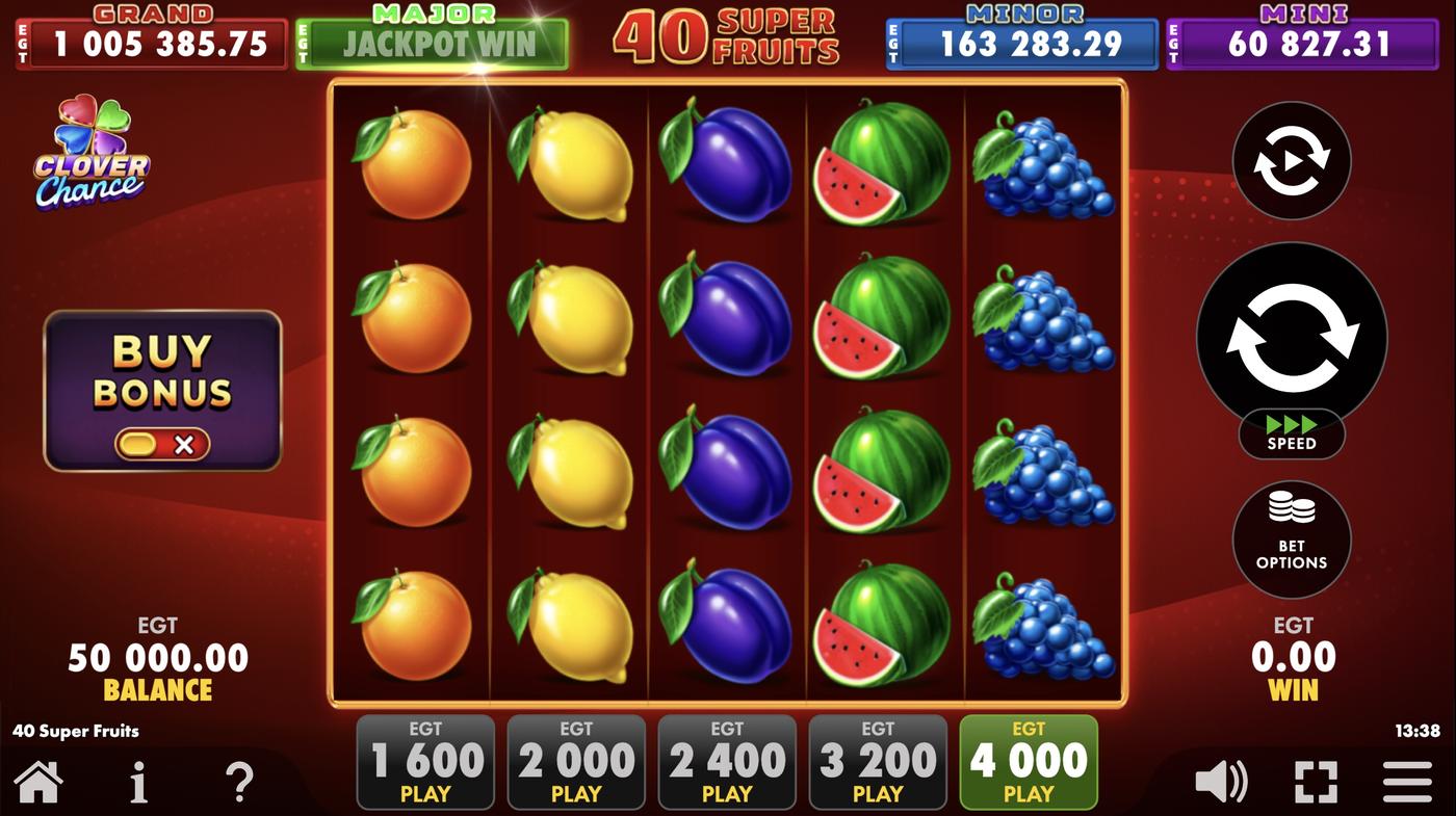 40 Super Fruits: image of main menu