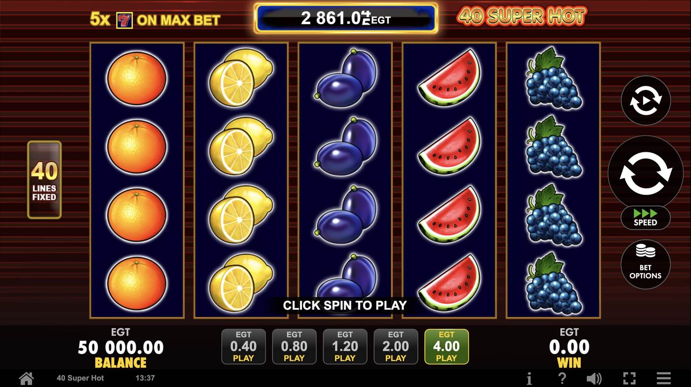 40 Super Hot: image of main menu