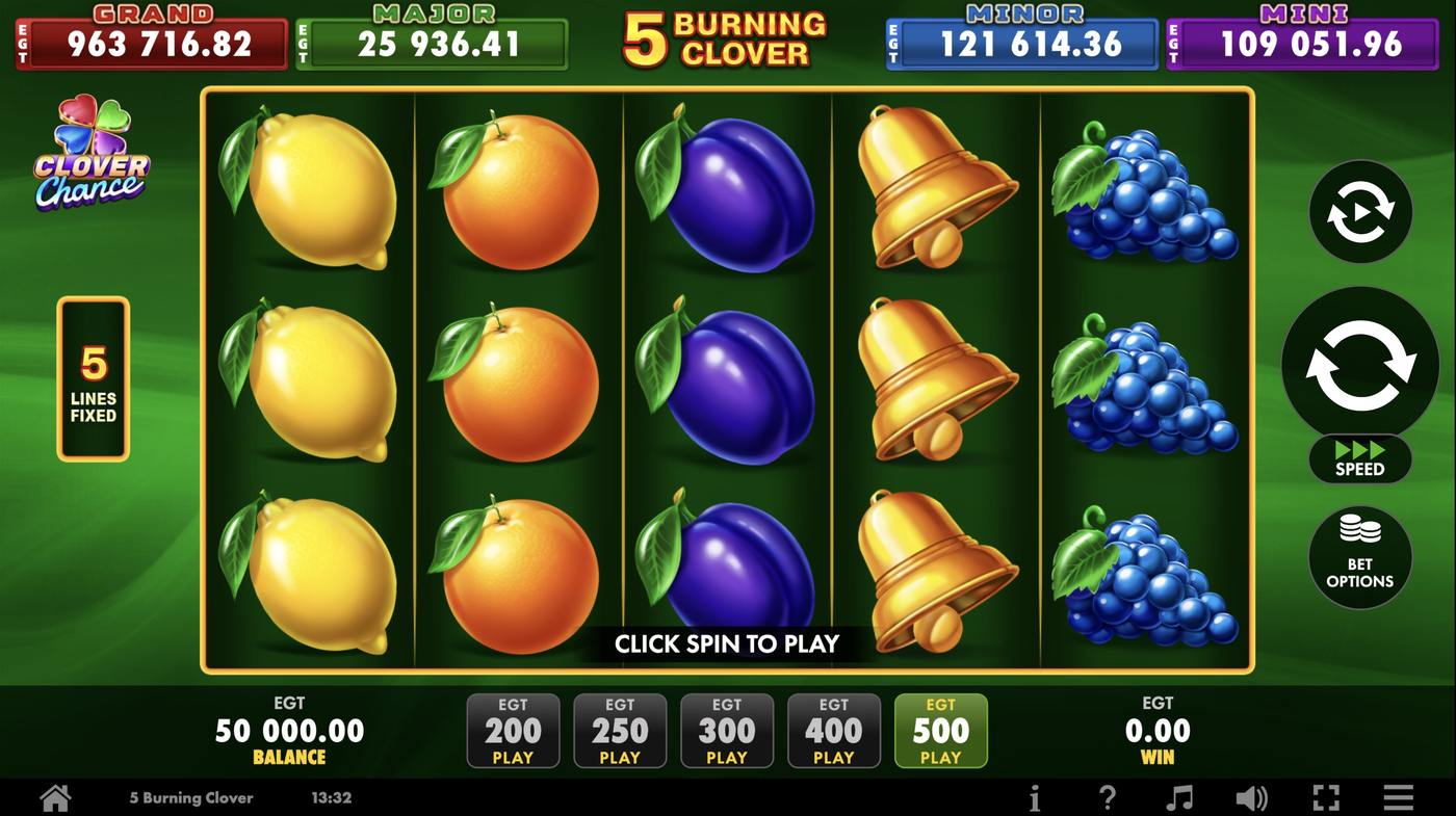 5 Burning Clover: image of main menu