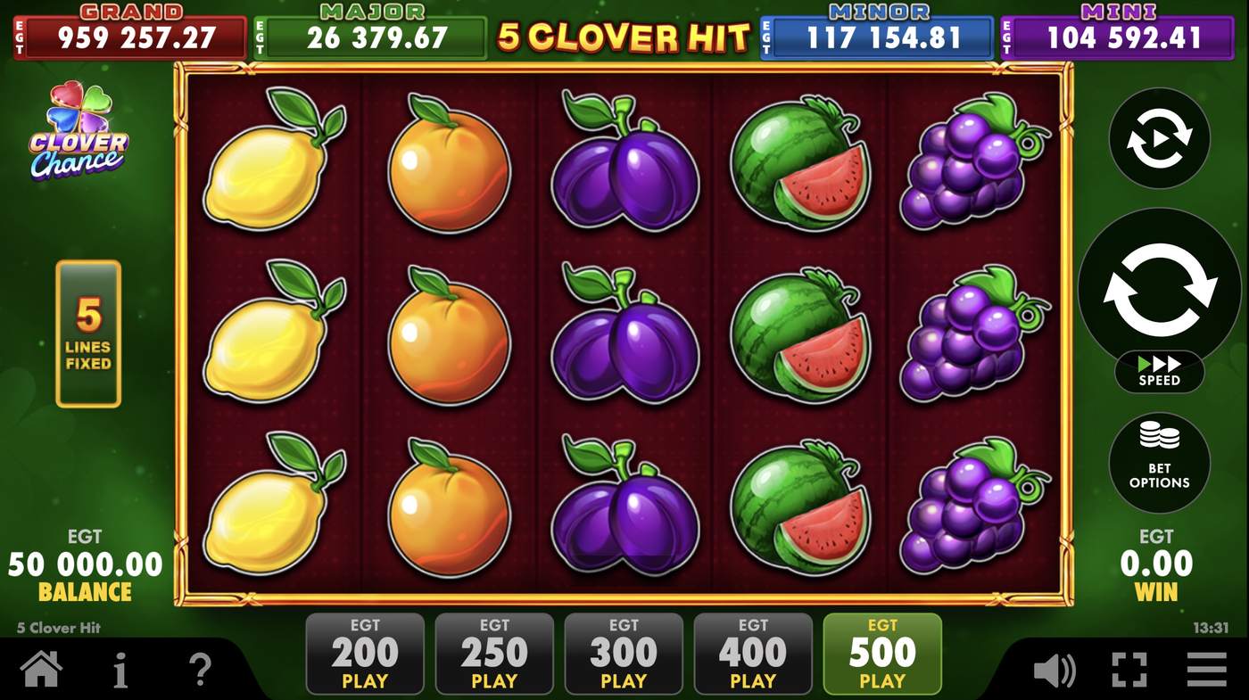 5 Clover Hit: image of main menu