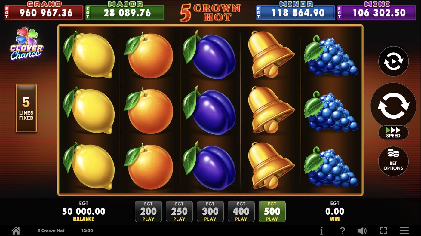 5 Crown Hot: image of main menu