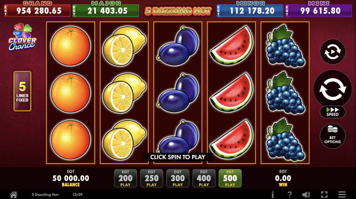 5 Dazzling Hot: image of main menu
