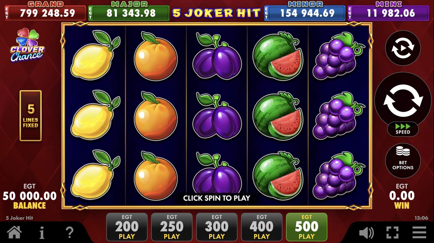 5 Joker Hit: image of main menu