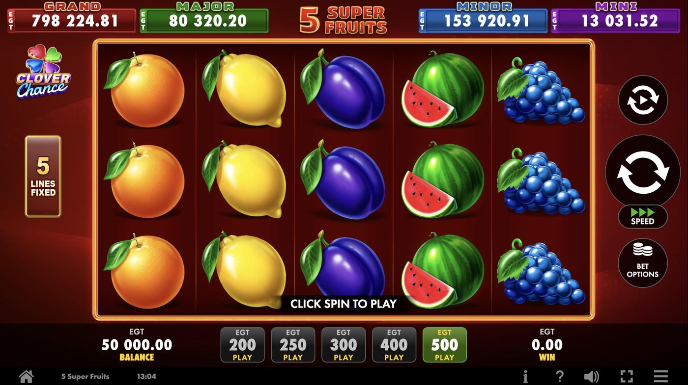 5 Super Fruits: image of main menu