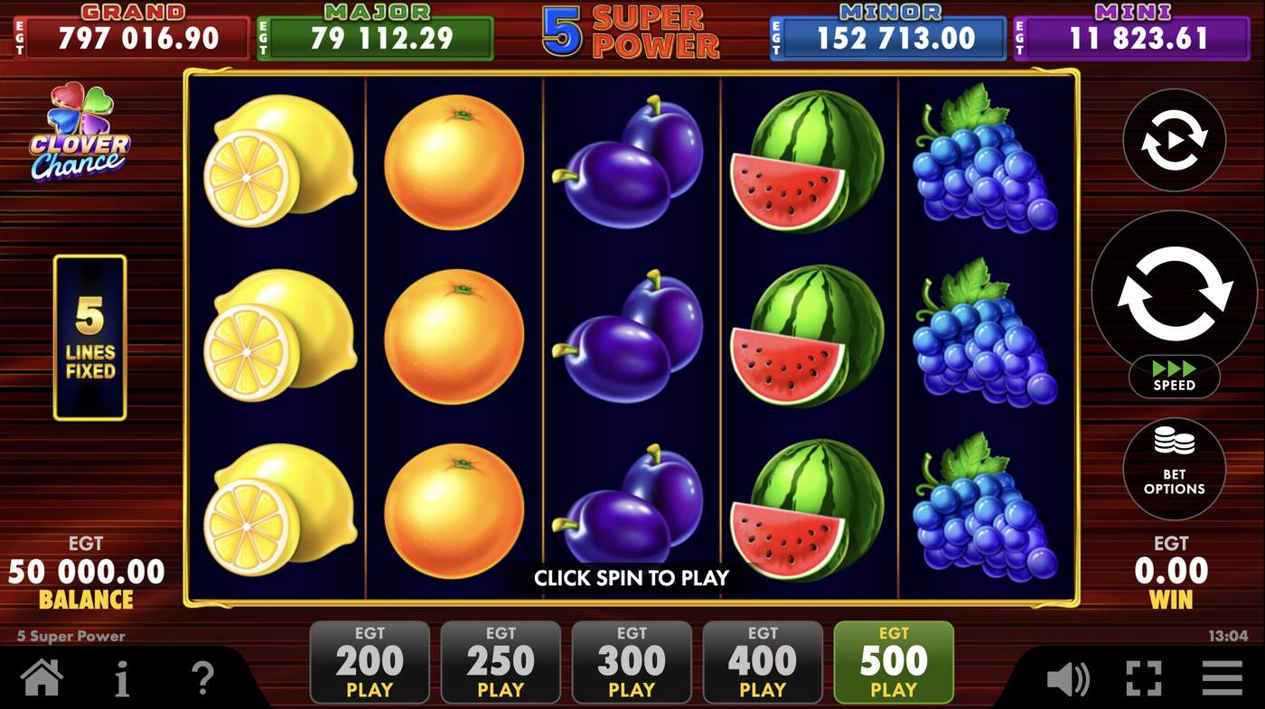 5 Super Power: image of main menu