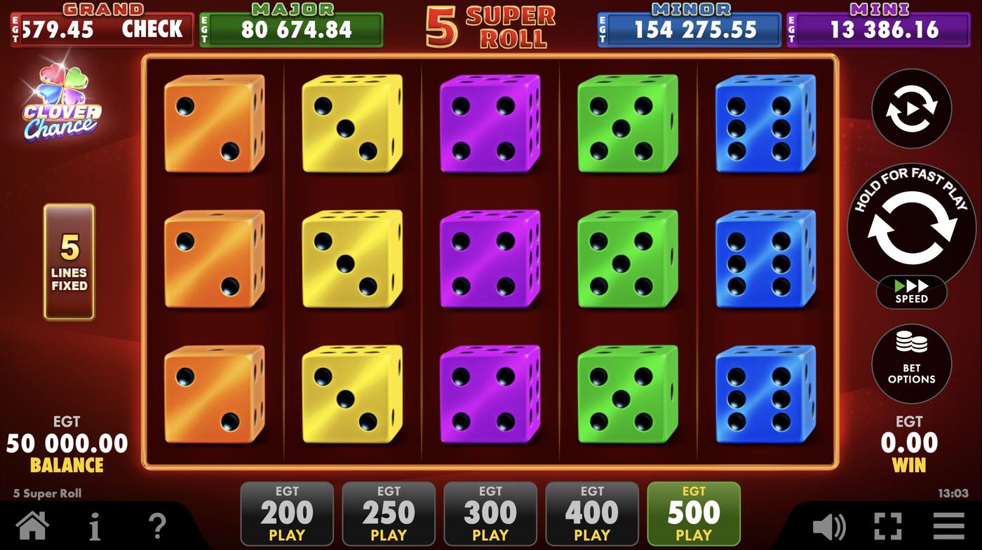 5 Super Roll: image of main menu