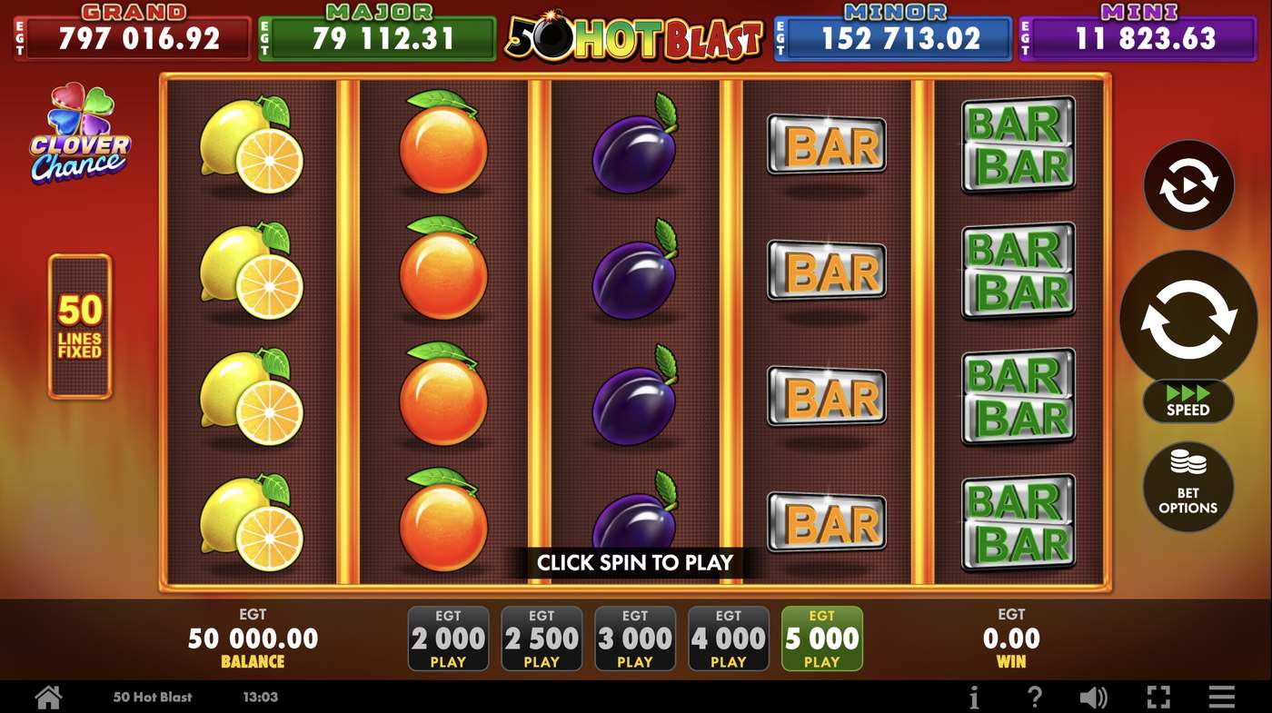 50 Hot Blast: image of main menu