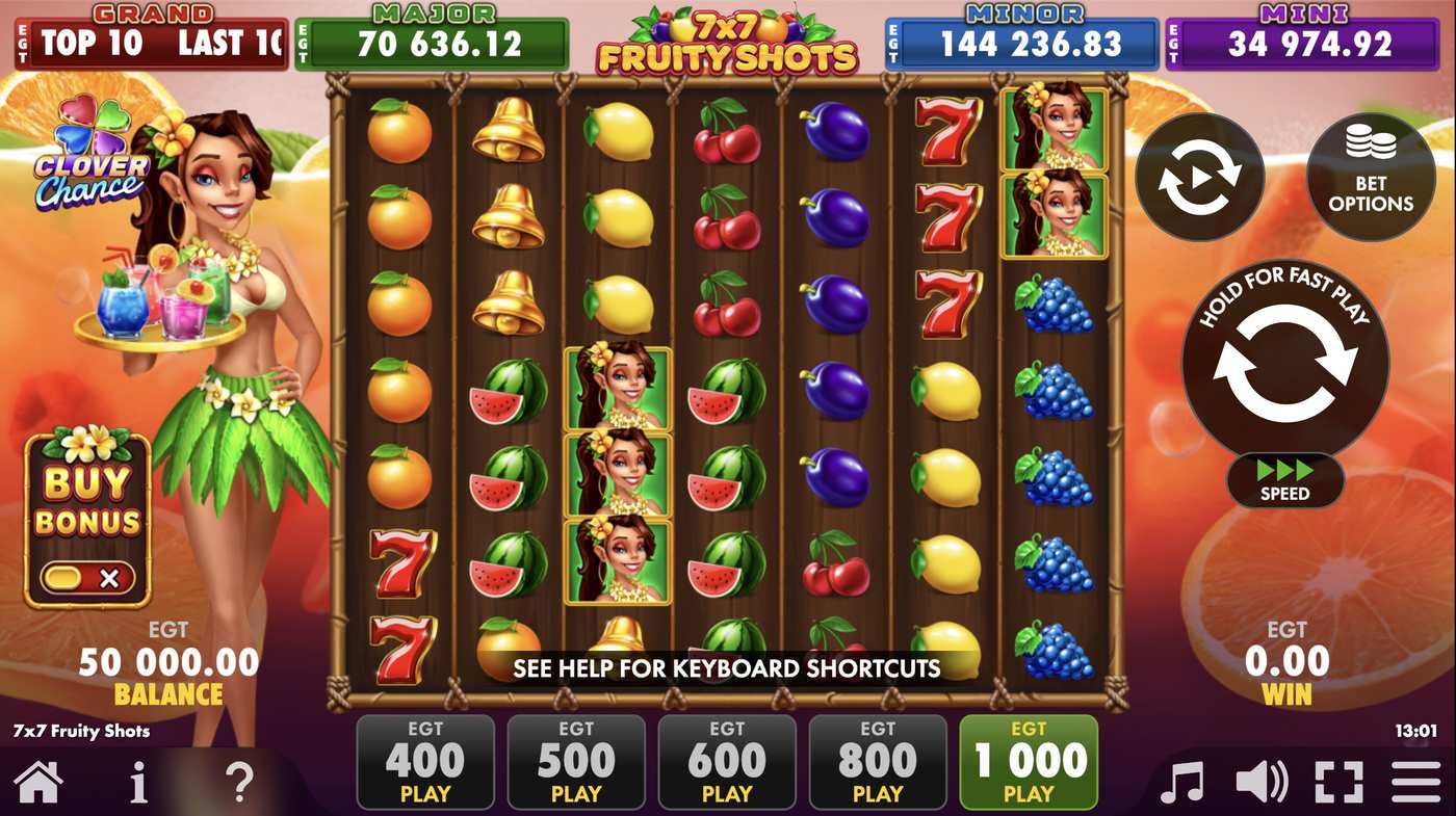 7x7 Fruity Shots: image of main menu