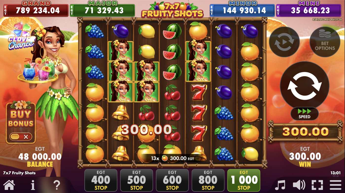 7x7 Fruity Shots: image of winning