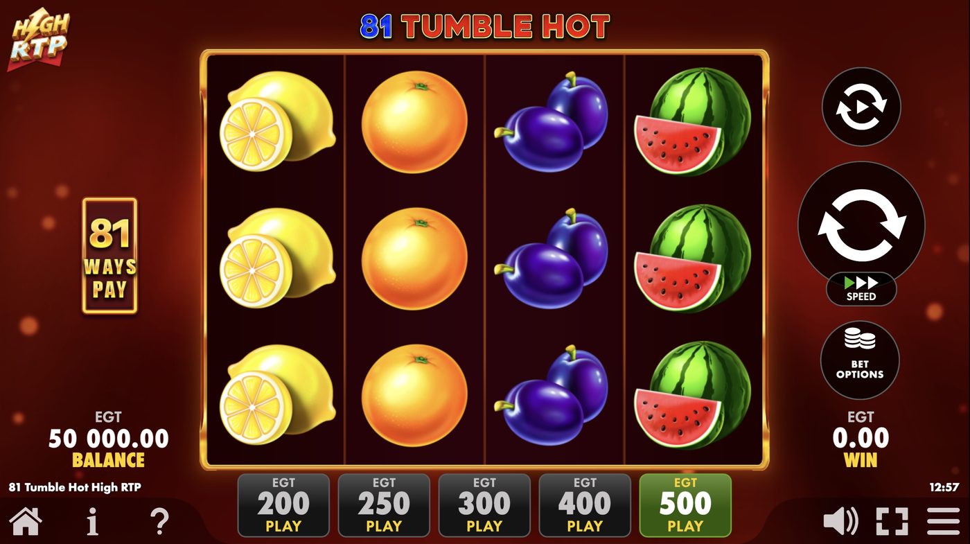 81 Tumble Hot High RTP: image of main menu