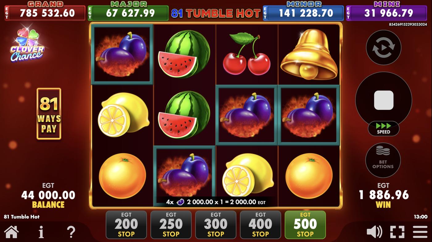81 Tumble Hot: image of winning