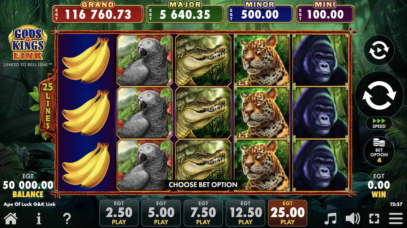 Ape of Luck Gods & Kings Link: image of main menu