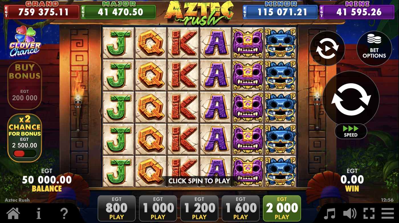 Aztec Rush: image of main menu