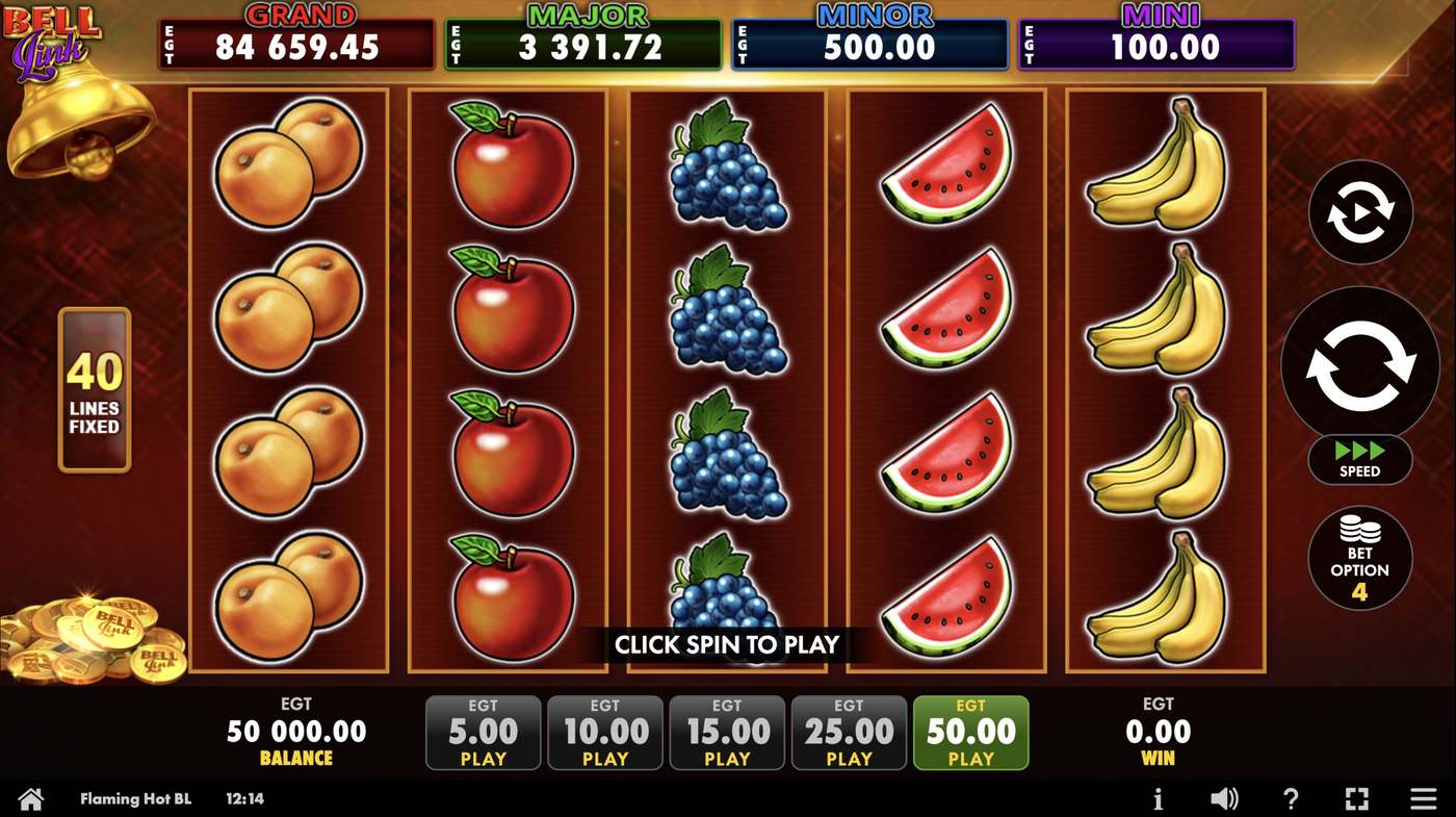 Flaming Hot Bell Link: image of main menu