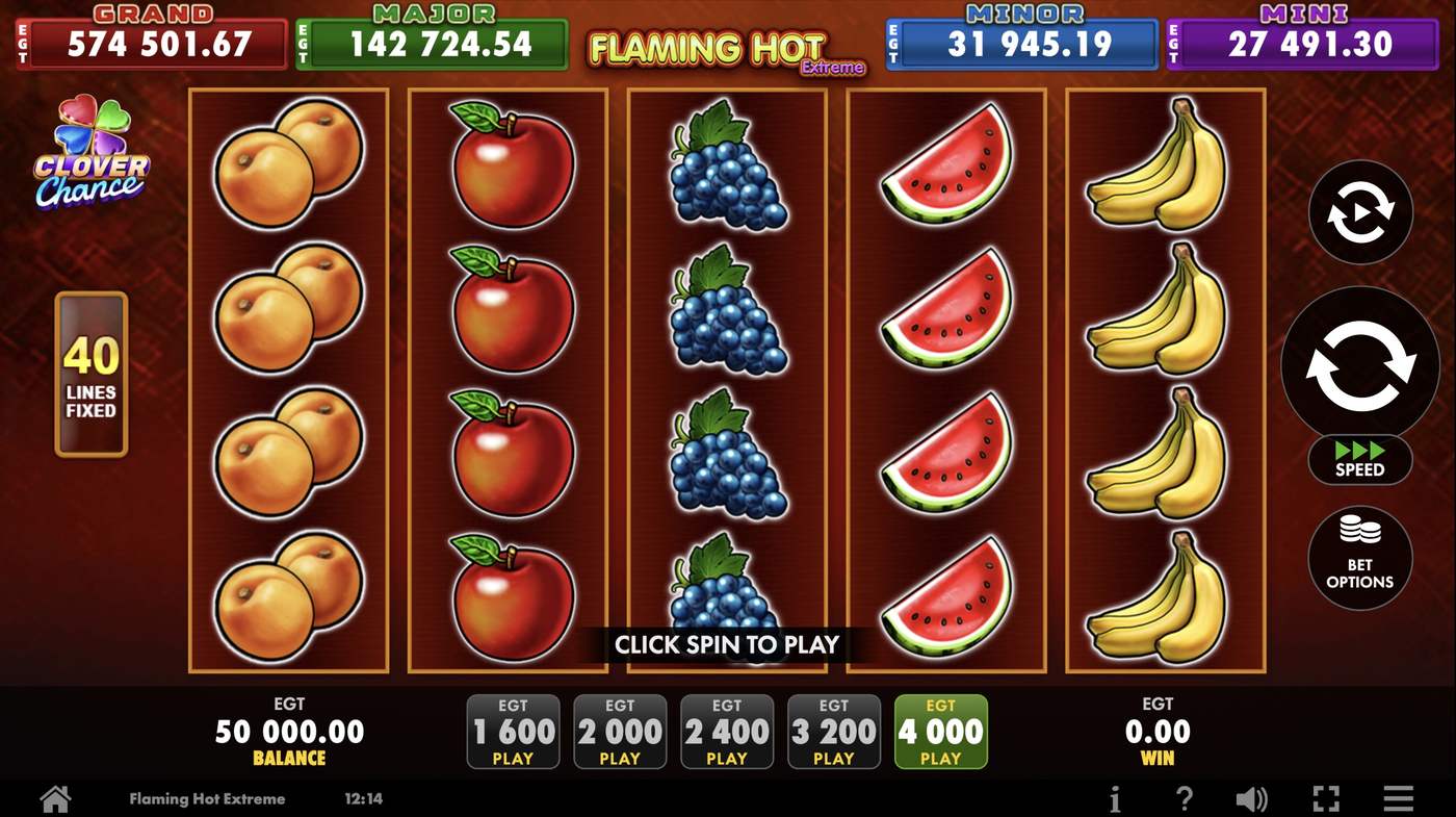 Flaming Hot Extreme: image of main menu