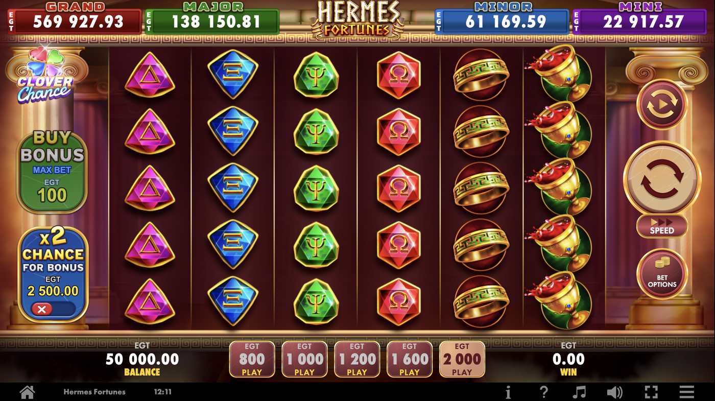 Hermes Fortunes: image of main menu