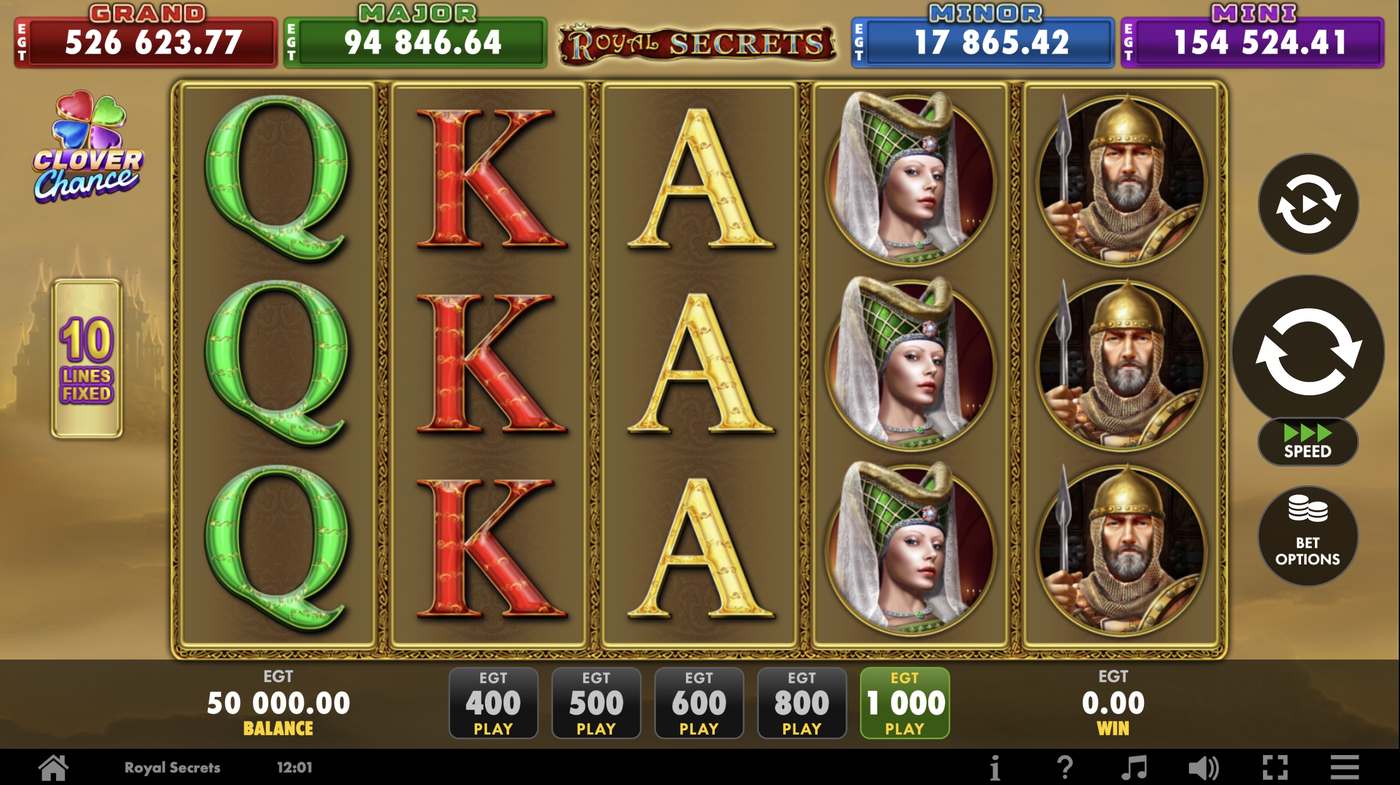 Royal Secrets: image of main menu