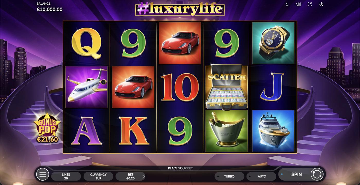 #luxurylife: image of main menu