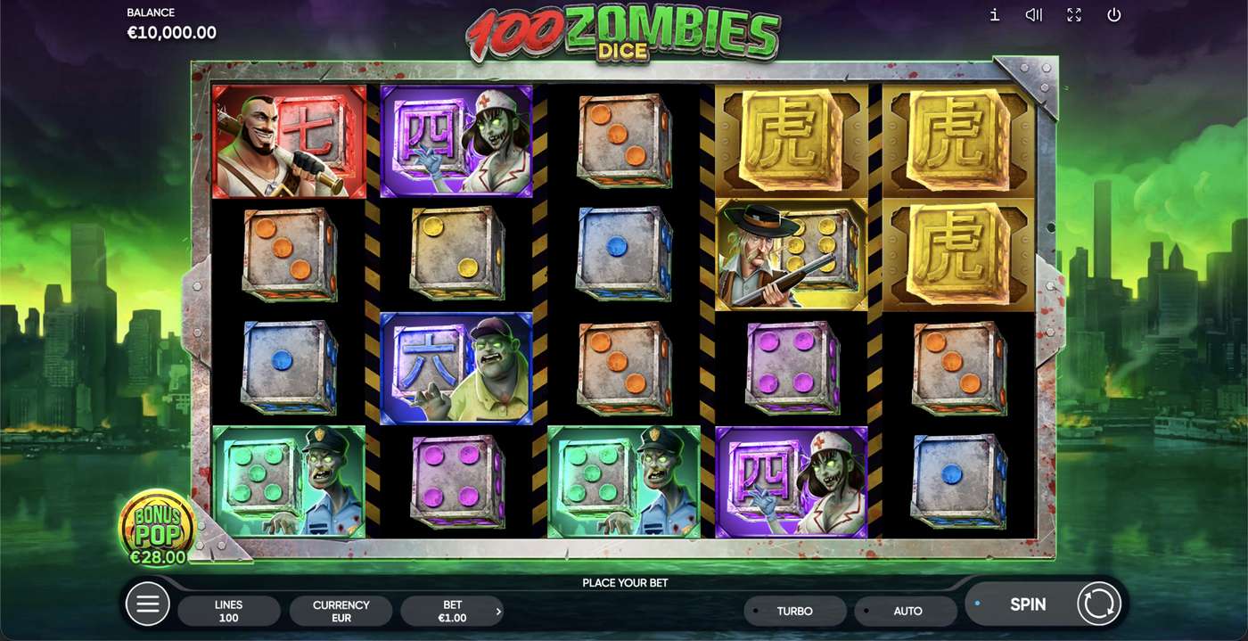 100 Zombies Dice: image of main menu