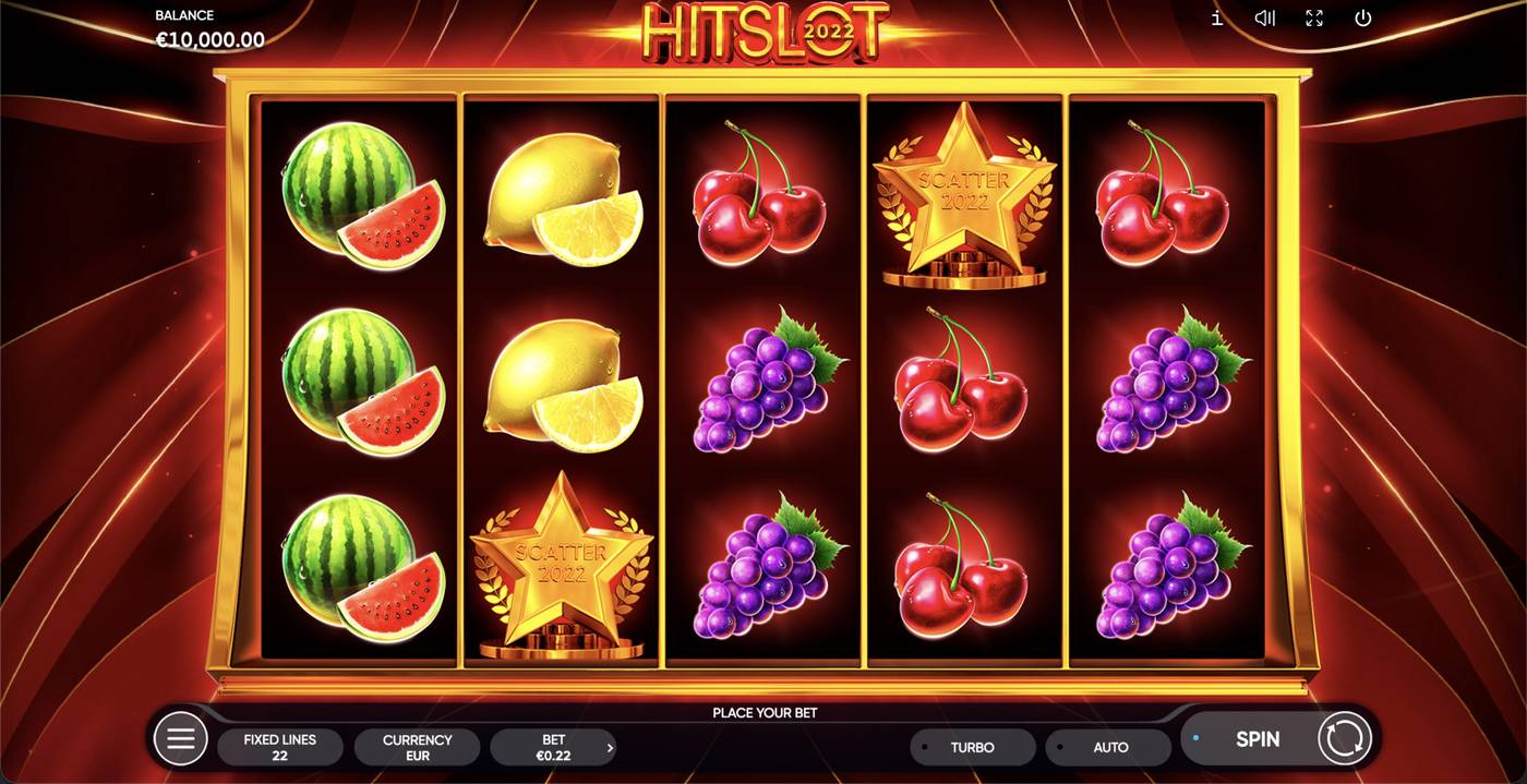 2022 Hit Slot: image of main menu