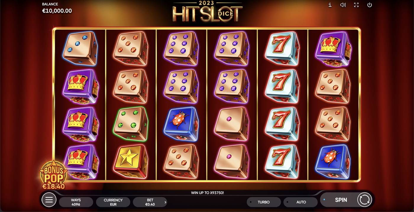 2023 Hit Slot Dice: image of main menu