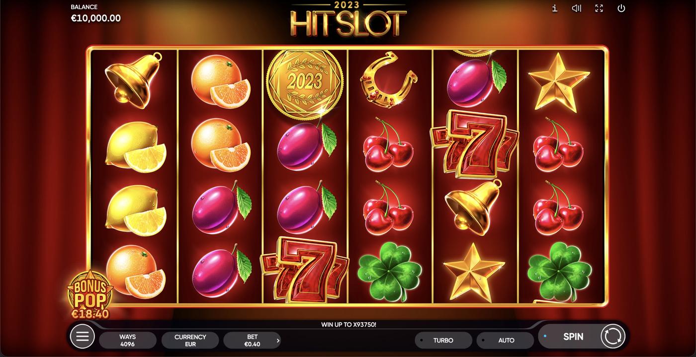 2023 Hit Slot: image of main menu
