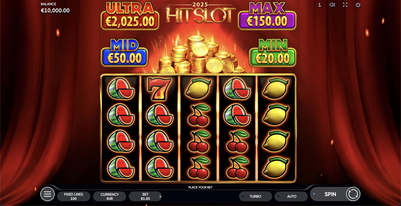 2025 Hit Slot: image of main menu