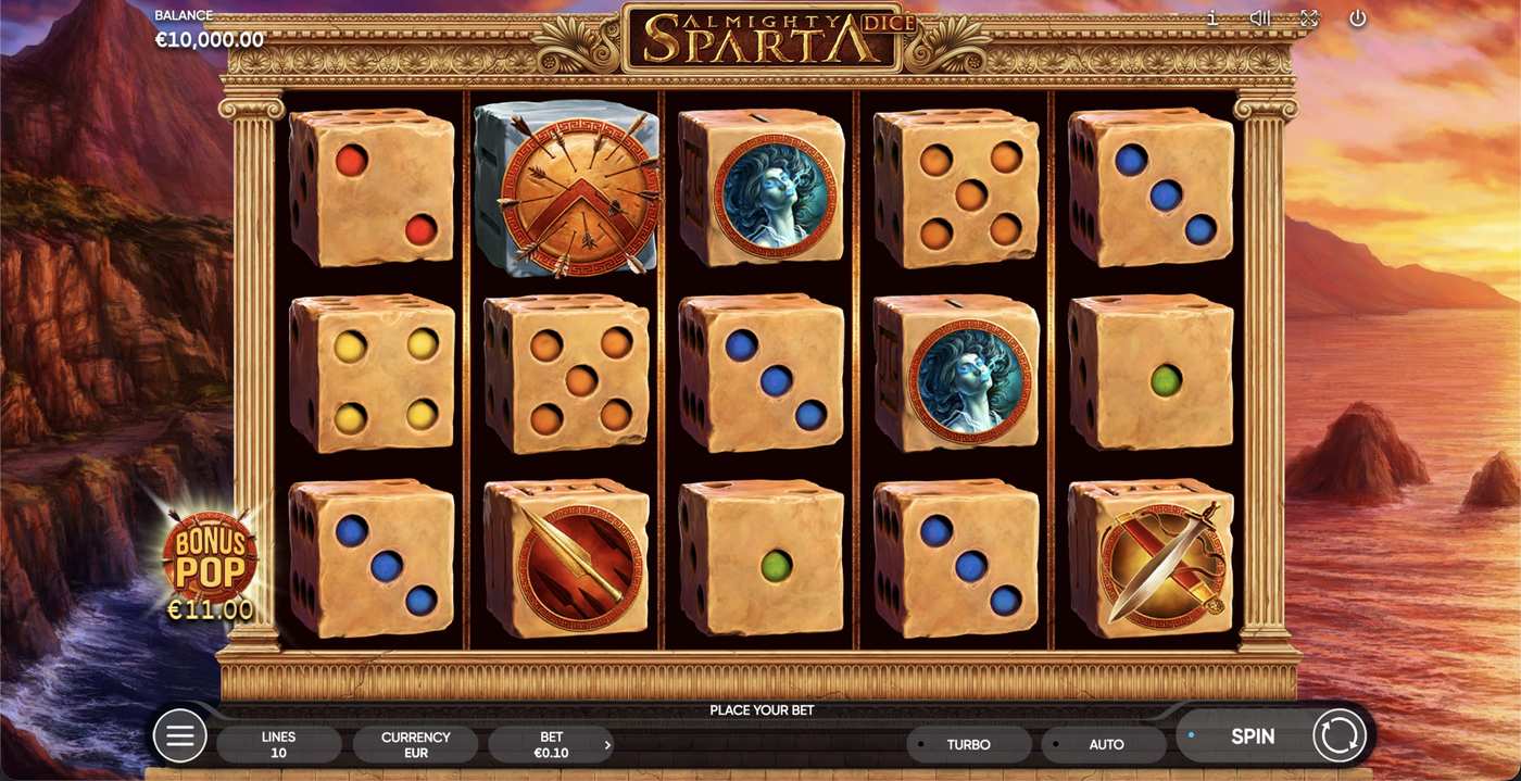 Almighty Sparta Dice: image of main menu