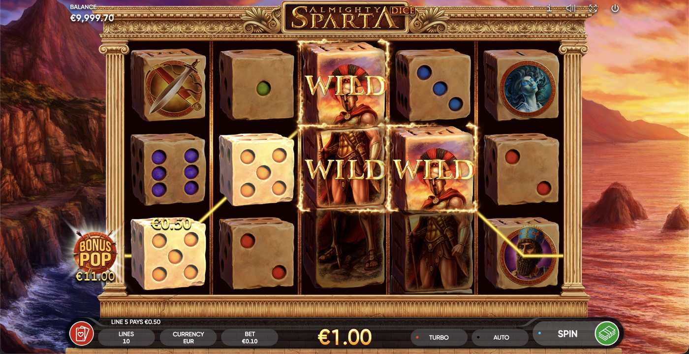 Almighty Sparta Dice: image of winning