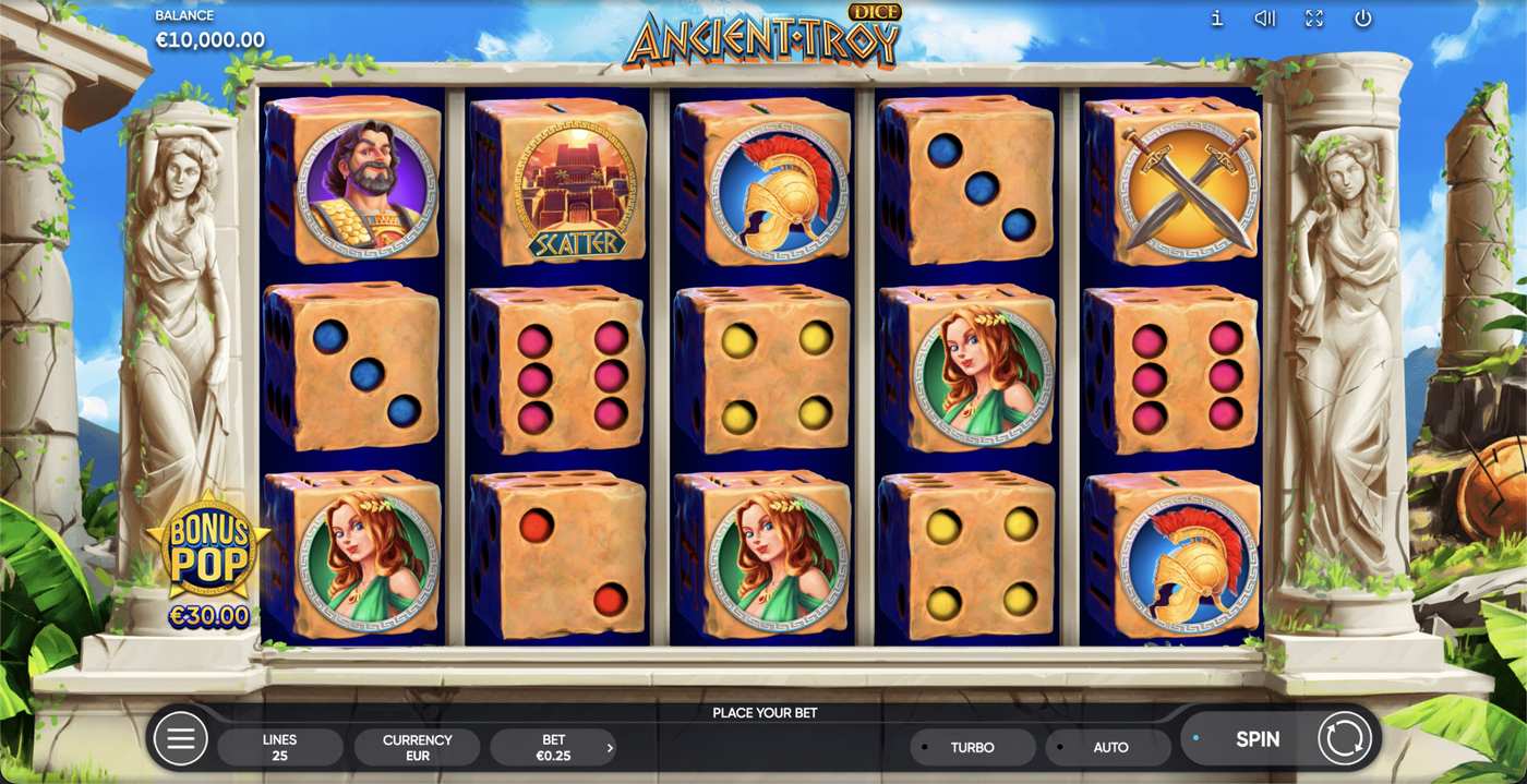 Ancient Troy Dice: image of main menu