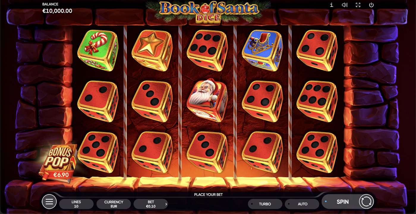 Book of Santa Dice: image of main menu