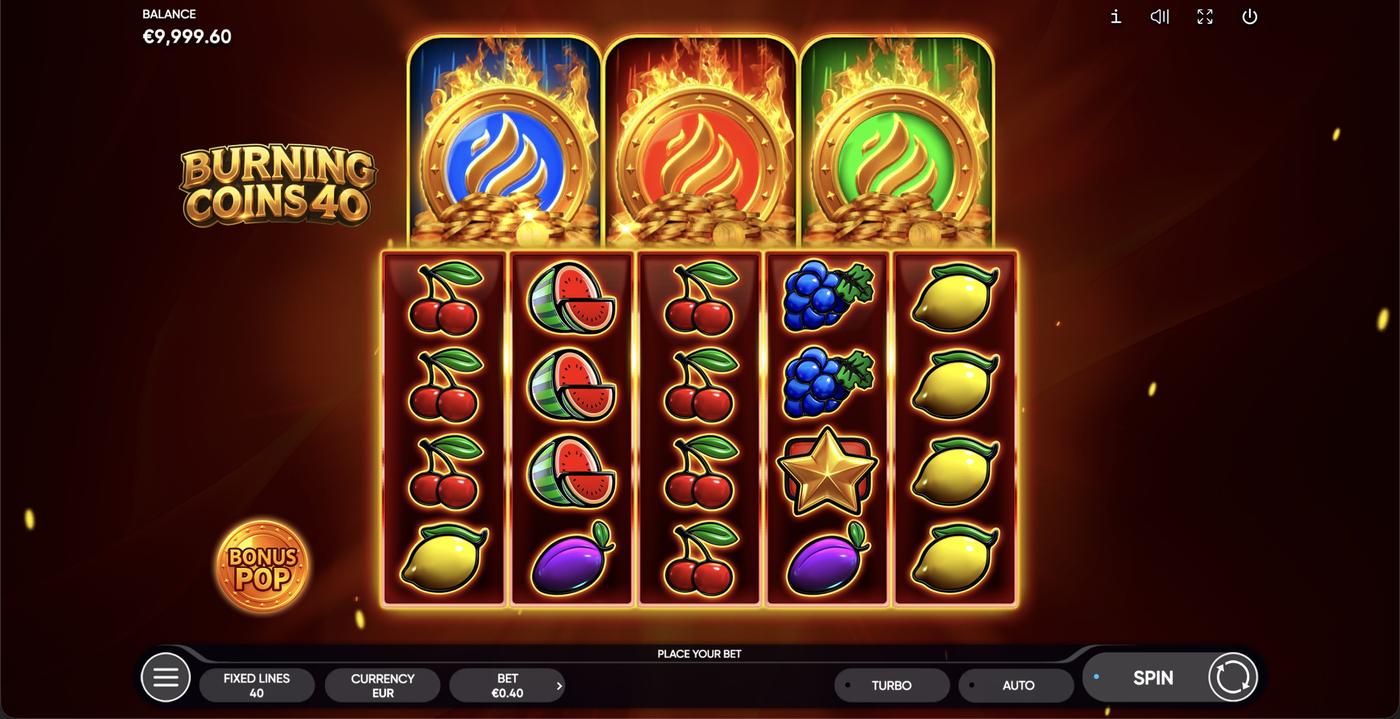 Burning Coins 40: image of main menu
