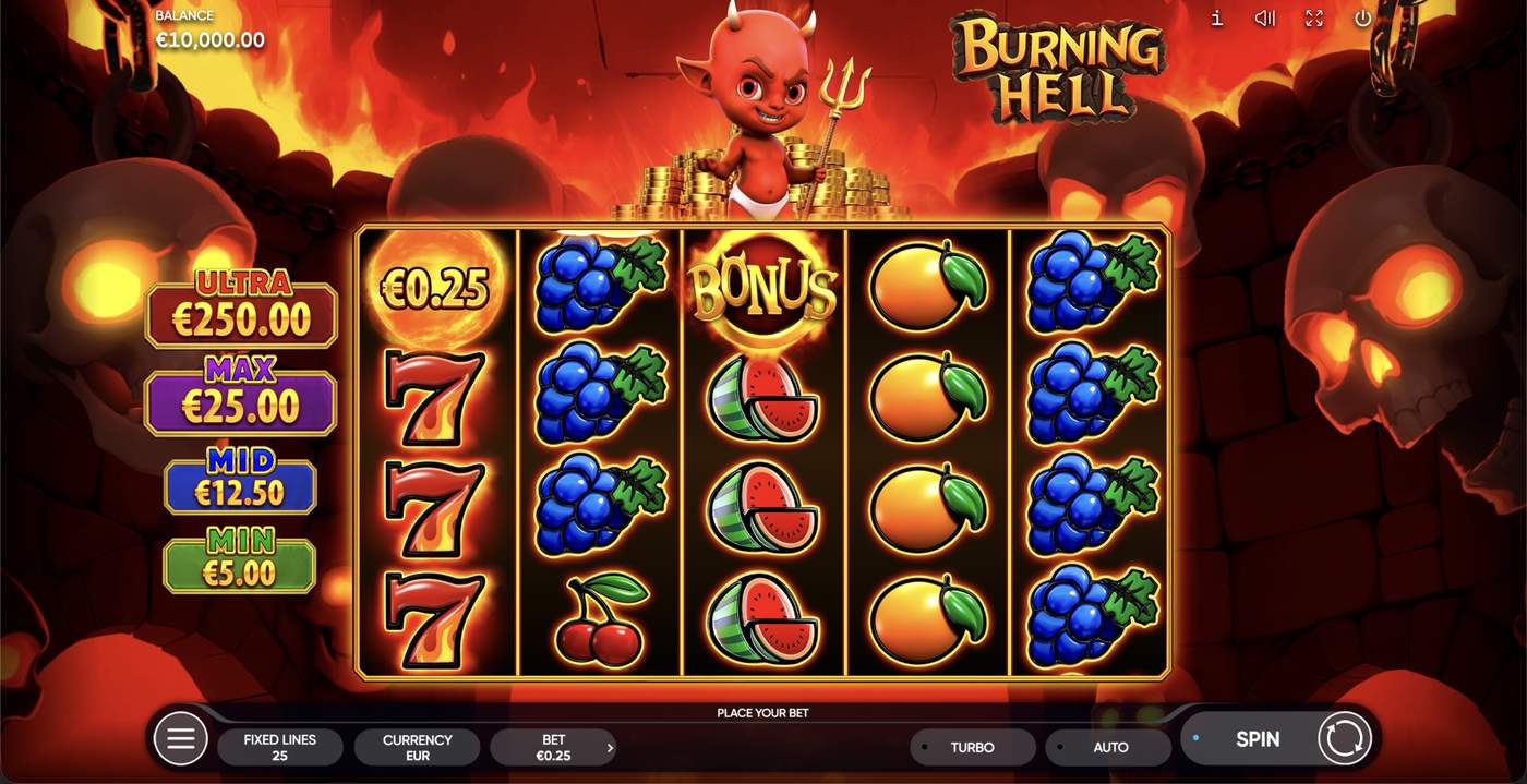 Burning Hell: image of main menu