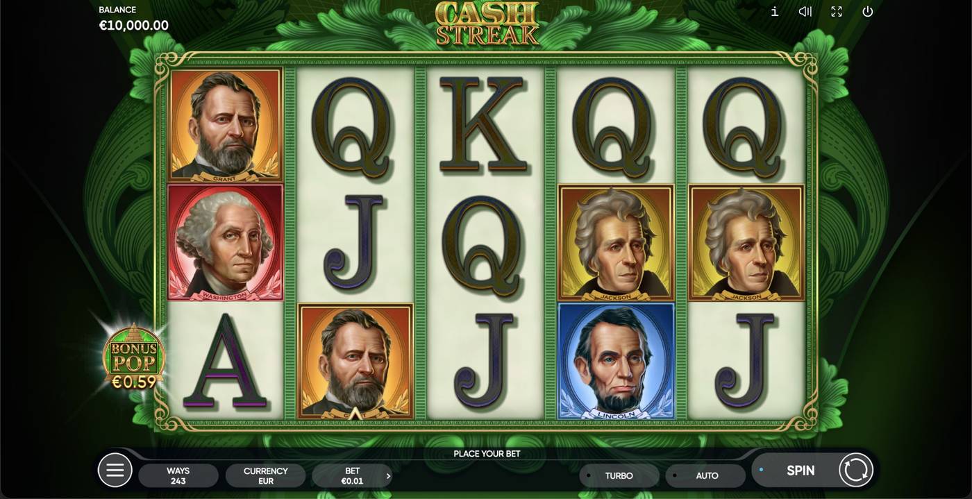 Cash Streak: image of main menu