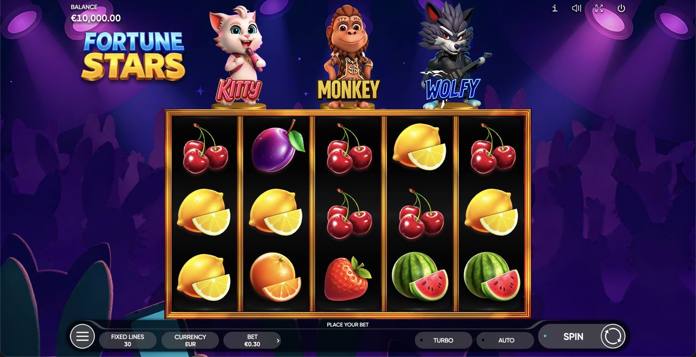 Fortune Stars: image of main menu