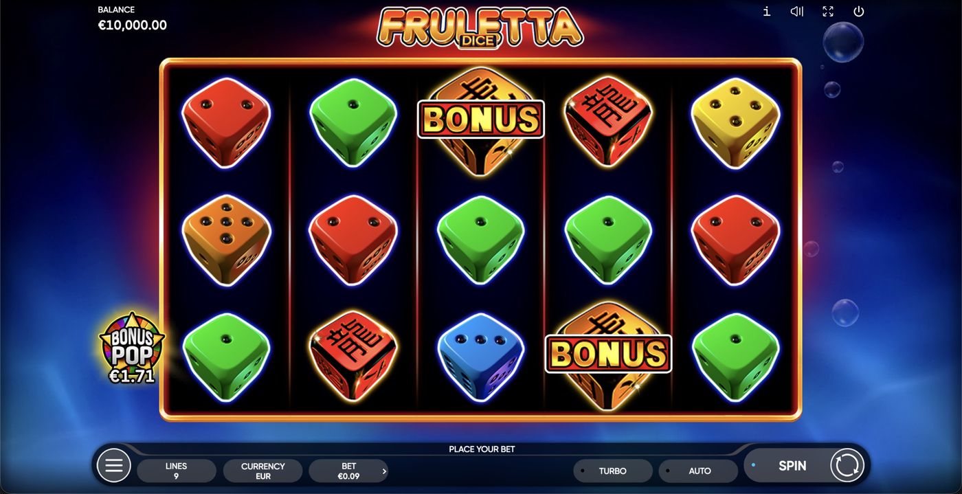 Fruletta Dice: image of main menu