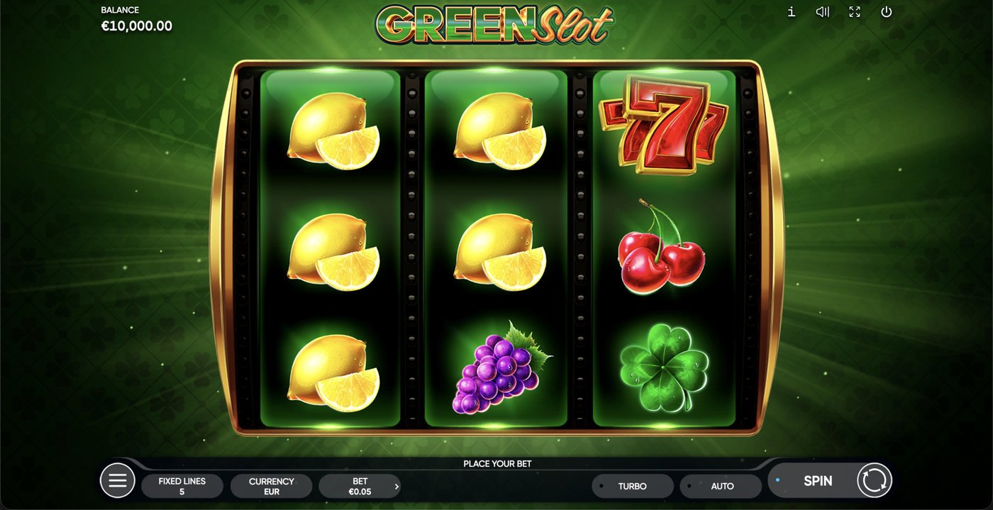 Green Slot: image of main menu