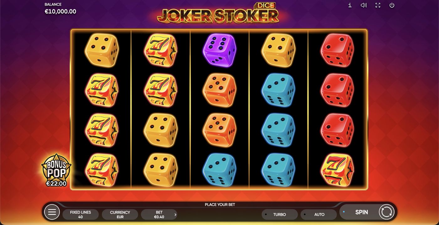 Joker Stoker Dice: image of main menu