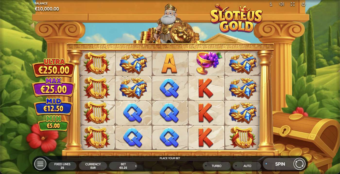 Sloteus Gold: image of main menu