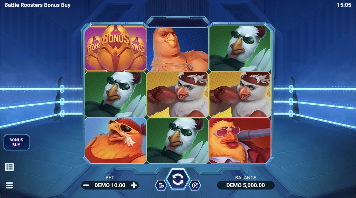Battle Roosters Bonus Buy: image of main menu